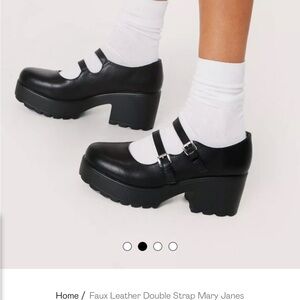 Nasty Gal Black Faux Leather Double Strap Platforms